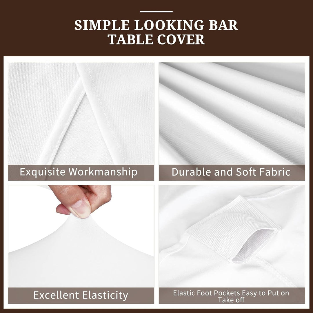 3er-Set Weiss Stretch Stehtisch Husse für Bistrotisch Ø 60-65 cm Spandex Stretch Tischdecke, Verstär