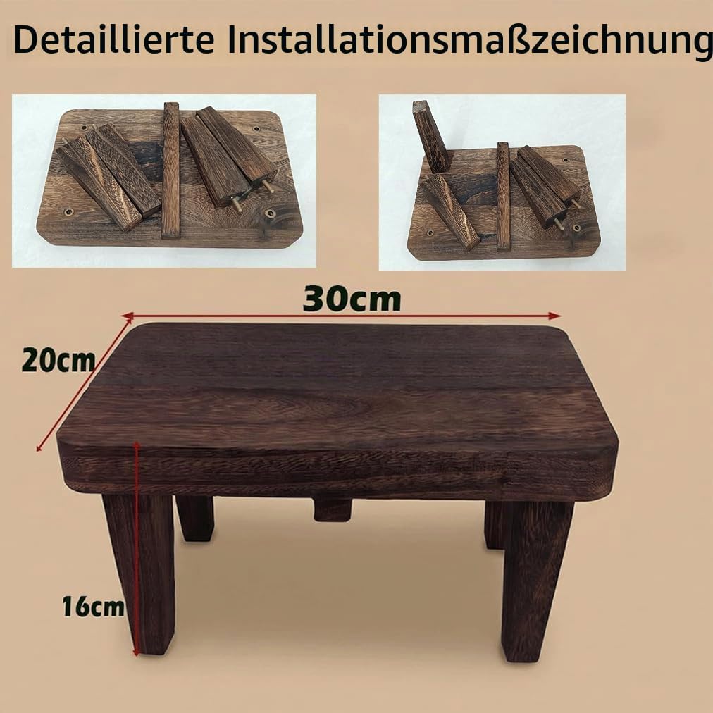 ZIJIREN Holzfusshocker, Couchtischhocker, Schuhtraghocker, Pflanztisch, Schuhwechselhocker, Massivho