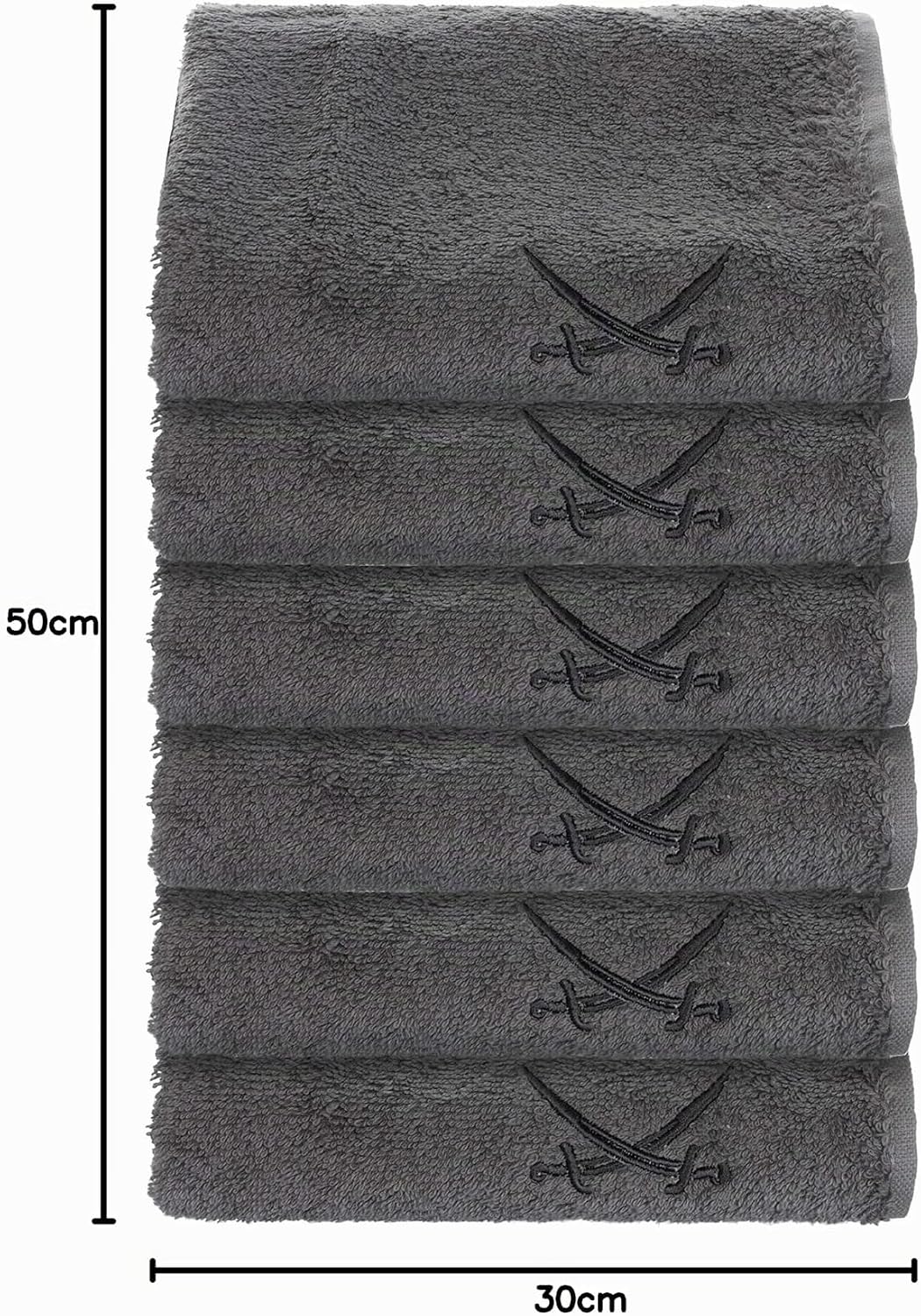 Sansibar Gästetuch 6er Set 30x50 cm mit gesticktem Säbel Logo Set Handtuch Seiftuch 100% Baumwolle A