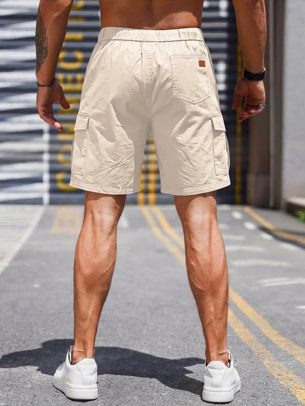 Elegancity Kurze Hosen Herren Cargo Shorts Sommer Freizeithose Kurze Elastische Taille Chino Shorts