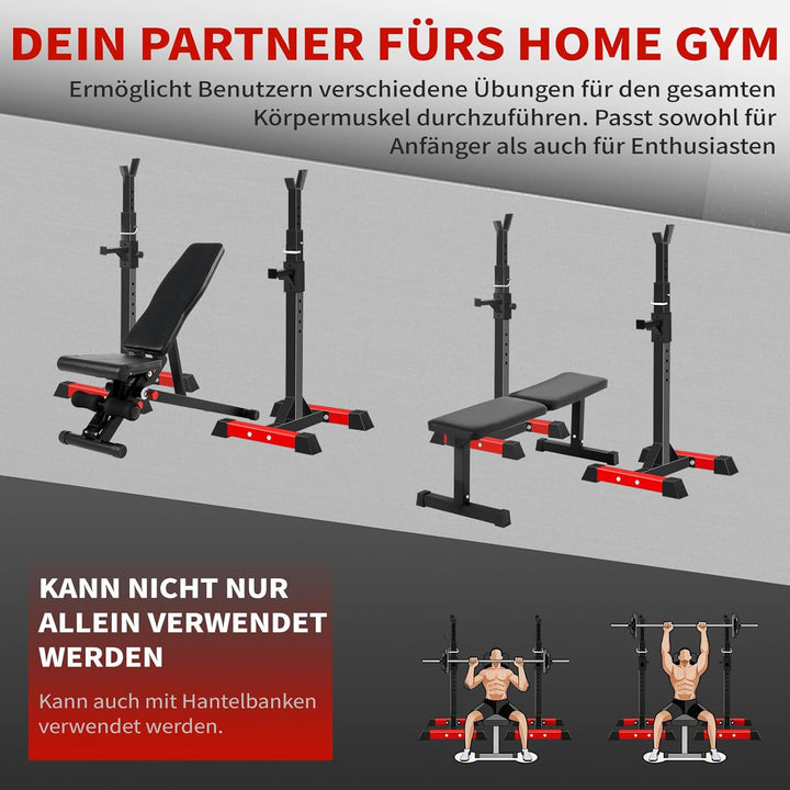 ISE Hantelständer Squat-Rack mit 6 Höhenverstellbar Langhantelablage,2 Einzelnen Ständern,Aus pulver