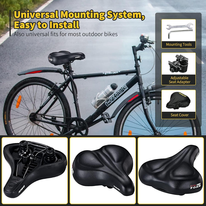 DAWAY C50 Übergrosser Bequemer Fahrradsitz - Extra Breiter Heimtrainer Fahrradsattel für Damen Herre