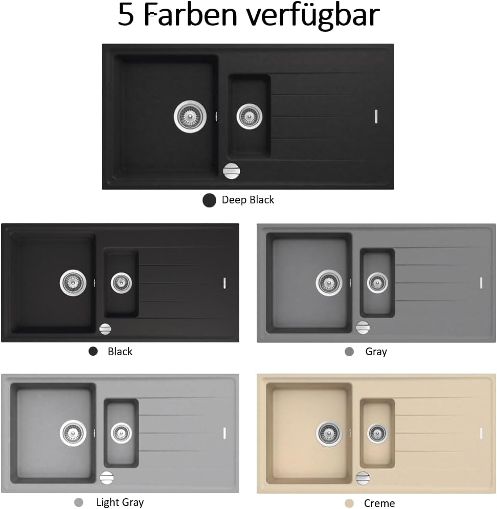 Victory S1000 Granitspüle 100x50cm Küchenspüle Einbau Spülbecken ab 60er Schrank inkl. Drehexcenter