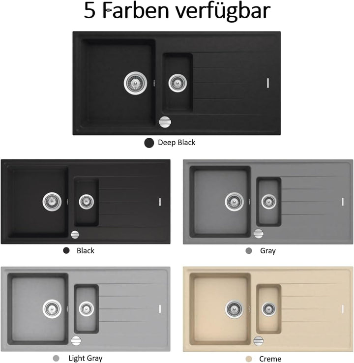 Victory S1000 Granitspüle 100x50cm Küchenspüle Einbau Spülbecken ab 60er Schrank inkl. Drehexcenter