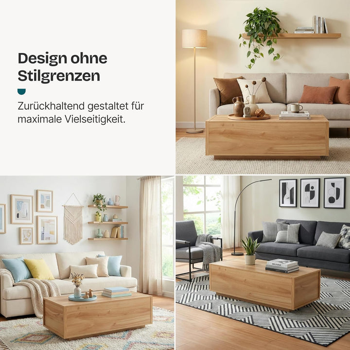 [en.casa] Couchtisch Turur Wohnzimmertisch 104 x 50 x 40 cm Sofatisch mit 2 integrierten Schubladen