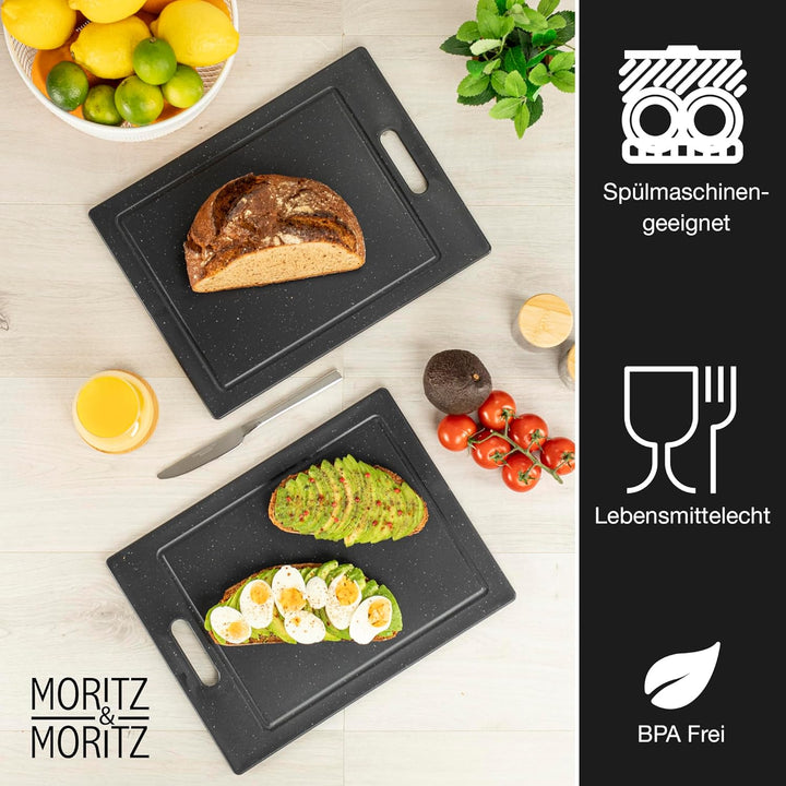 Moritz &amp; Moritz 4x Schneidebrett Kunststoff Set in 2 Grössen - Schneidebretter BPA frei - Küchenbret