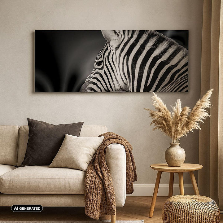Wandbilder Dekoration Wohnzimmer Tier Zebra Streifen Panorama Bilder auf Leinwand 120x50cm Leinwandb