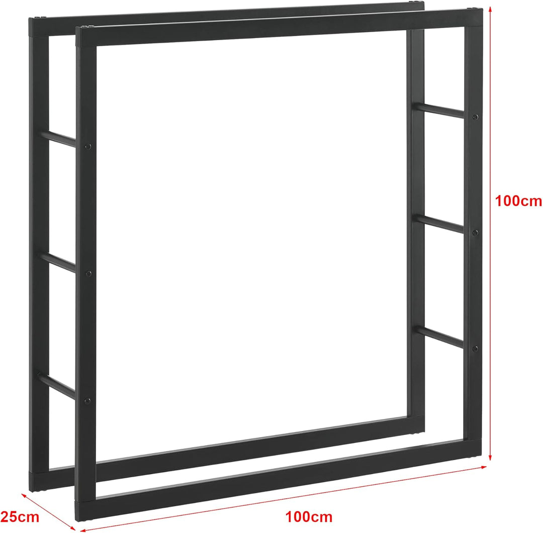 [en.casa] Kaminholzregal Täby Brennholzregal innen aussen Metall 100 x 25 x 100 cm Holzunterstand St