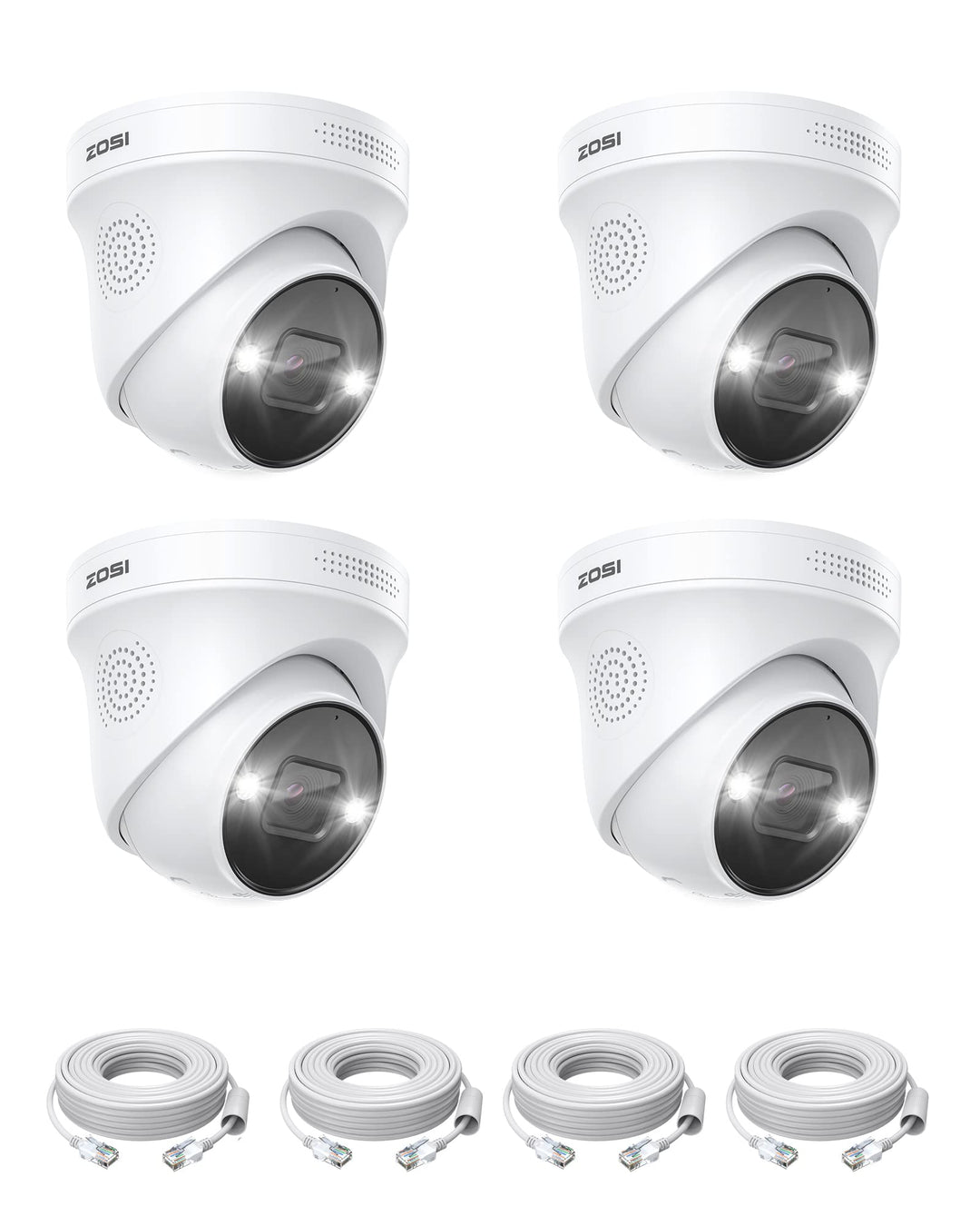 ZOSI 4X 4K PoE Überwachungskamera Aussen IP PoE Dome Kamera Zusatz mit Netzwerkkabel für ZOSI 4K PoE