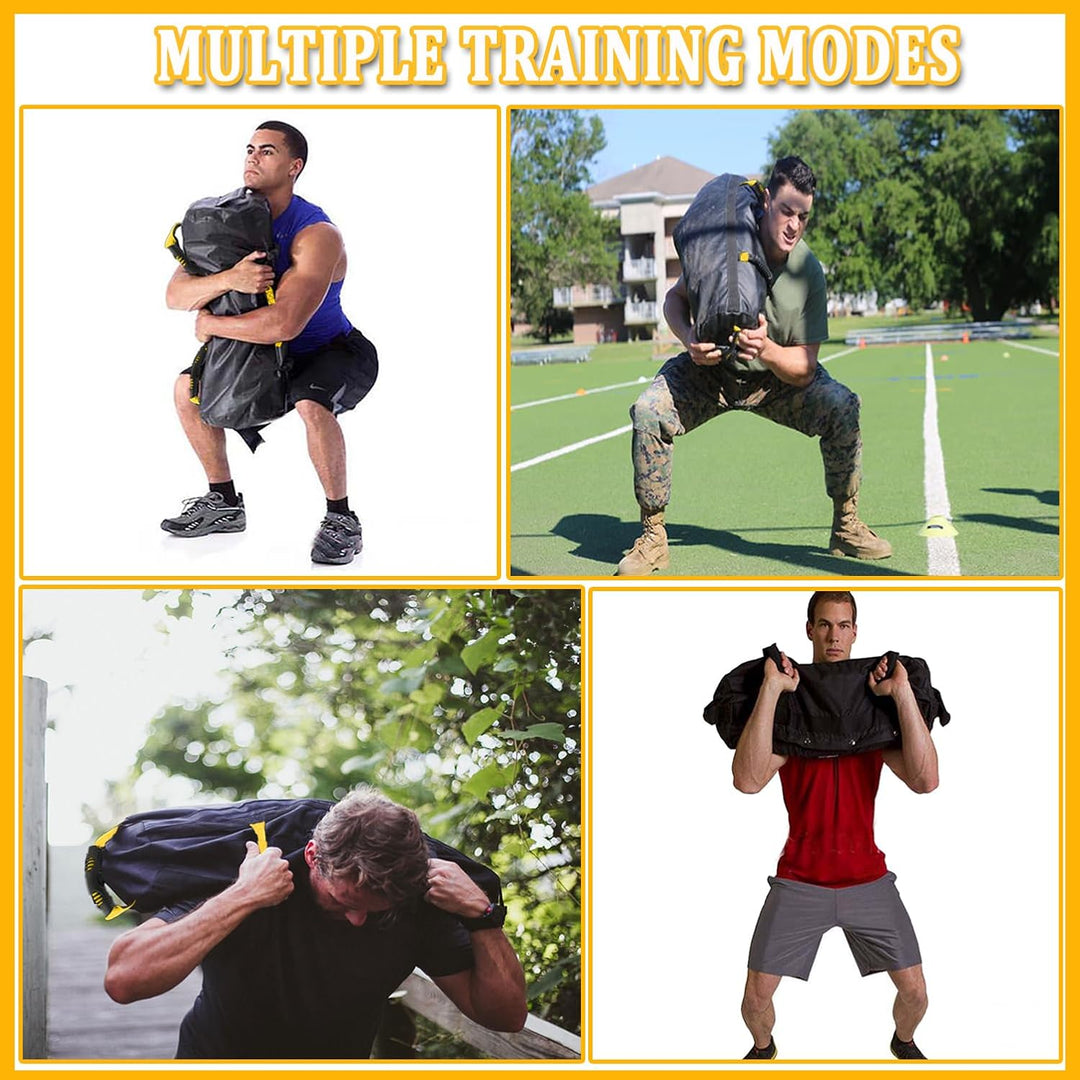 Taeku Gewichtssack für Fitness, Verstellbar Power Bag mit 6 Griffen Krafttraining Sandsäcke Workout