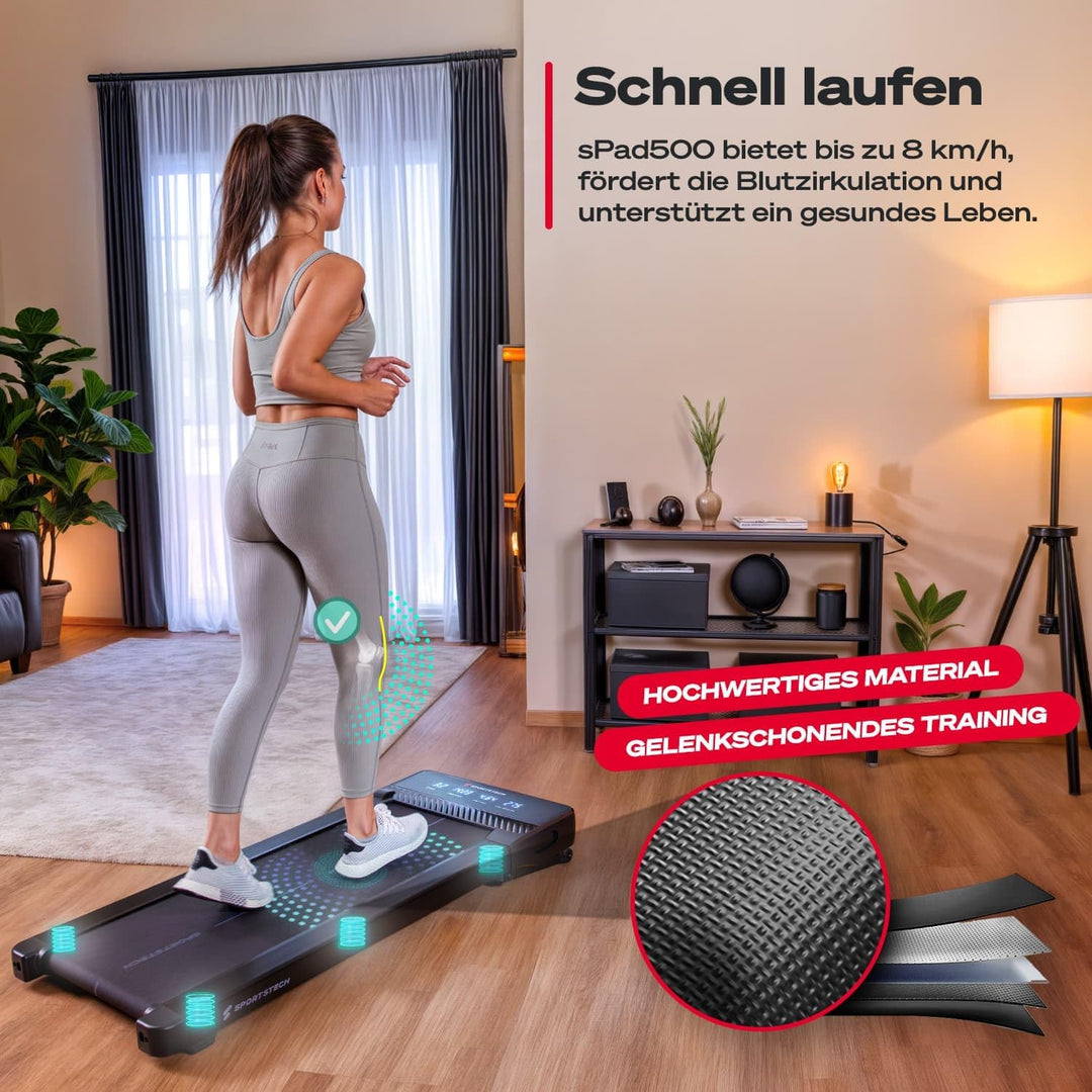 Sportstech Walking Pad, automatische Steigung bis 19%, Laufband für Zuhause und Schreibtisch, LED-Di