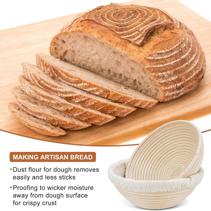 Gärkörbchen, Gärkorb, Rund Zum Brotbacken 6er Set, Gärkorb Brot mit Waschbarem Leineneinsatz, natürl