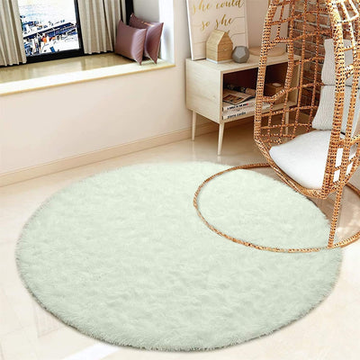 Tinyboy-hbq Runder Teppiche Hochflor Teppich wohnzimmerteppich Langflor Teppiche für Wohnzimmer flau