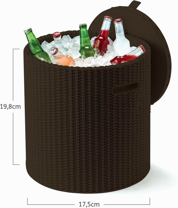 Keter 17200045 Kühlbox/Beistelltisch Cool Stool, Rattanoptik, Kunststoff, braun