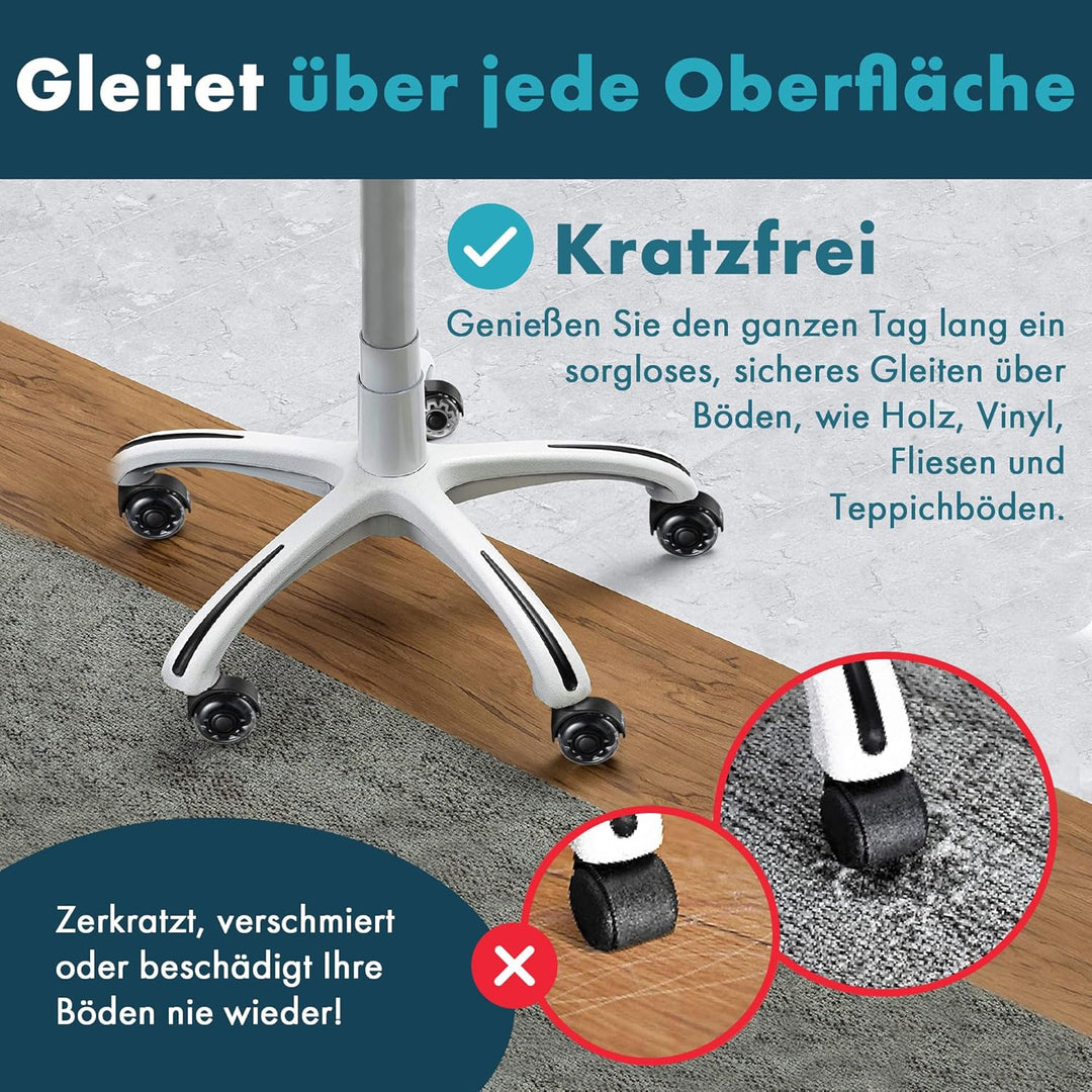 Bürostuhl Rollen, 5er Set Rollen für Bürostühle, 11x22mm Hartbodenrollen für Bürostuhl Stuhlrollen E