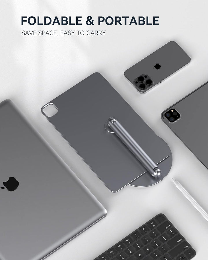 LULULOOK Drehbar Magnetisch iPad Ständer, Faltbar iPad Pro Ständer mit 360° Schwenk Basis, Aluminium