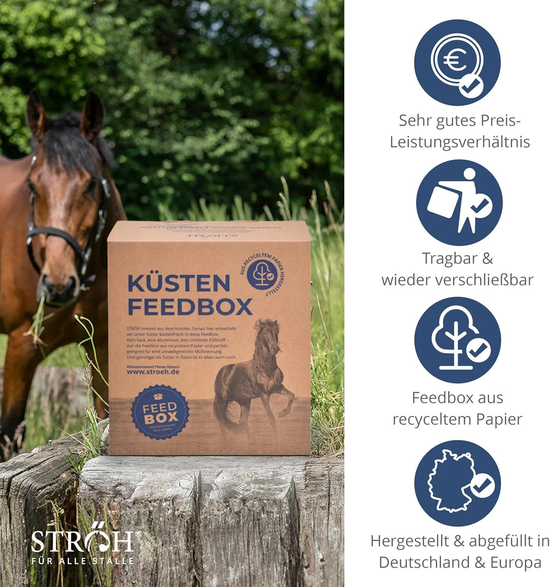 STRÖH Magenruhe Pferd (12kg Feedbox) Magenruhe Pferd (1kg) • Für Pferde Magen, Darm &amp; Verdauung • Mi