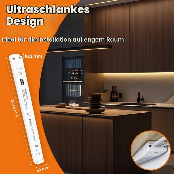 illuburg LED Trafo 24V 200W Slim Flackerfrei Geräuschlos für G4 GU5,3 LED Streifen Möbel Verdeckte M