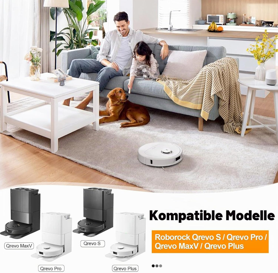 Zubehörset für Roborock Qrevo S/Qrevo Pro/Qrevo MaxV/Qrevo Plus Staubsauger,2 Hauptbürsten, 4 HEPA-F