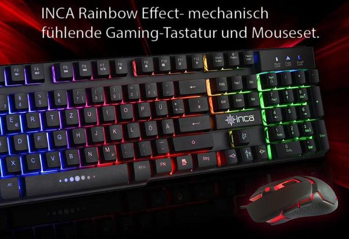 INCA Gaming Tastatur IKG-448 inkl. Maus, RGB, dt. Layout