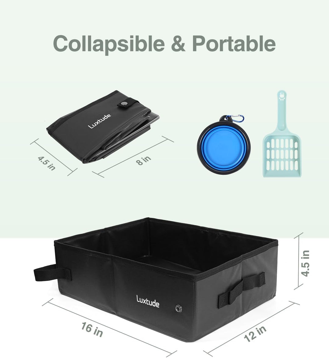 Luxtude Portable Litter Box for Cats, Collapsible with Travel Carrying Bag, No Odor and Waterproof f