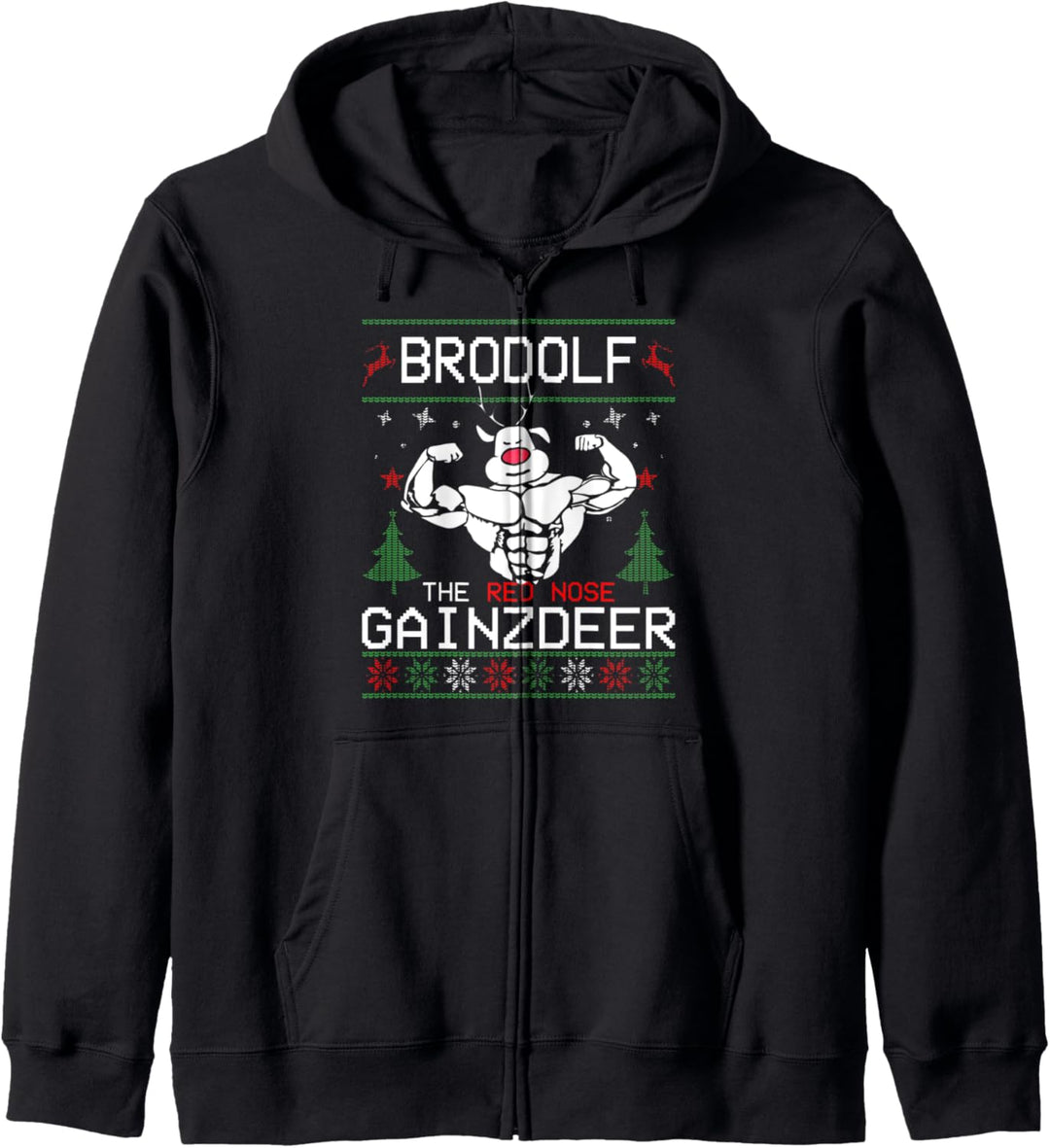 Brodolf The Red Nose Gainzdeer Ugly Christmas Sweater Kapuzenjacke