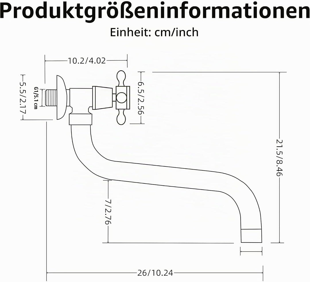 KOPYFANTAP Wasserhahn Wandmontage Kaltwasser, Messing Wand 360°Drehbar Waschtischarmatur, Single Kal
