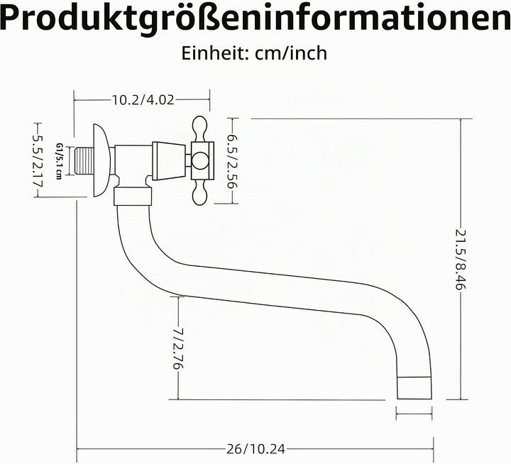 KOPYFANTAP Wasserhahn Wandmontage Kaltwasser, Messing Wand 360°Drehbar Waschtischarmatur, Single Kal