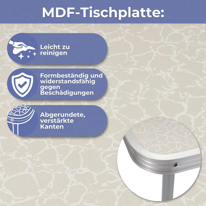 SPRINGOS Faltbarer Campingtisch 90x60x70 cm Aluminiumrahmen MDF Tischplatte Transportgriff Klappbar
