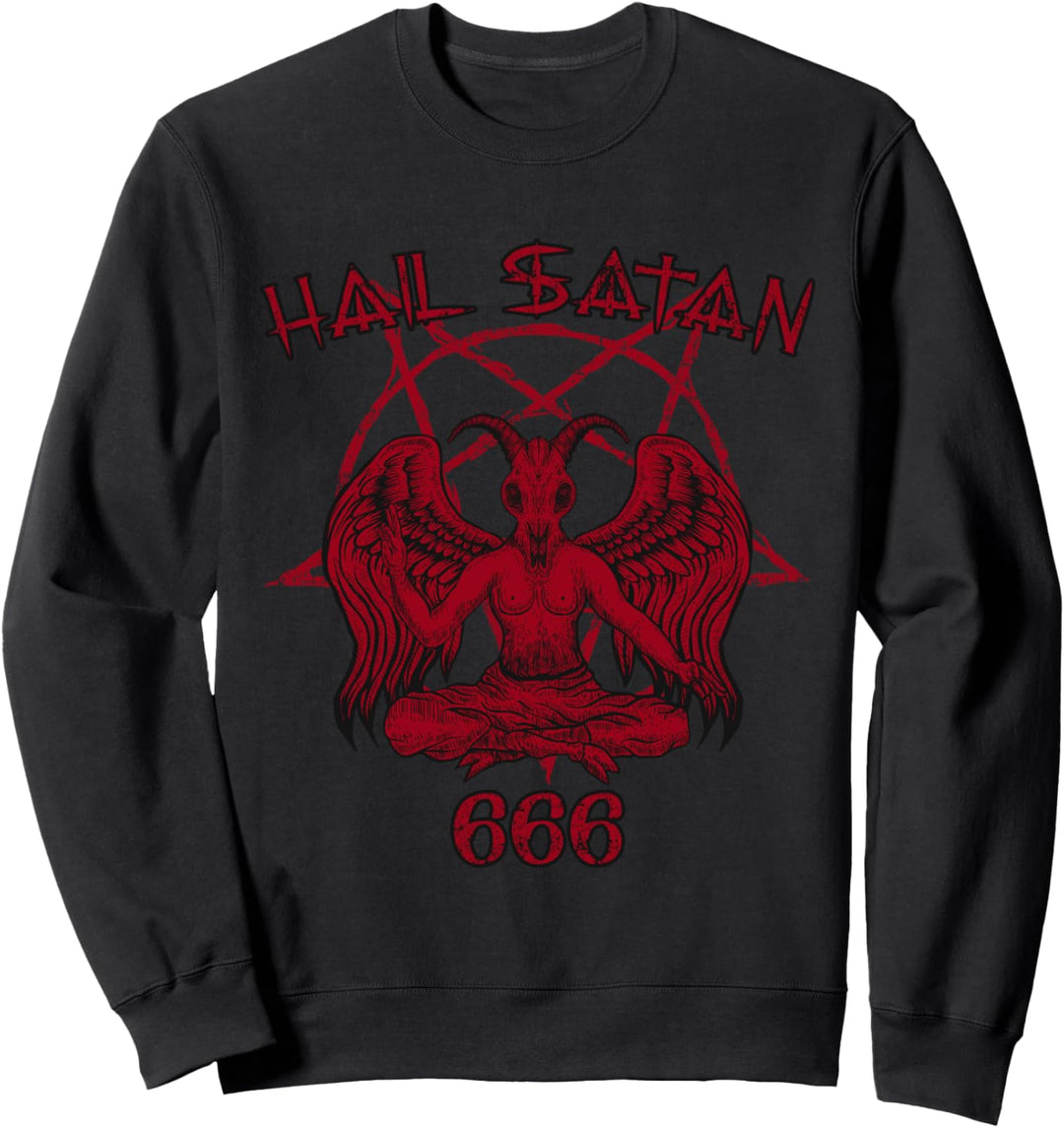 Satan loves me Hail Satan Teufel 666 Spruch Sweatshirt