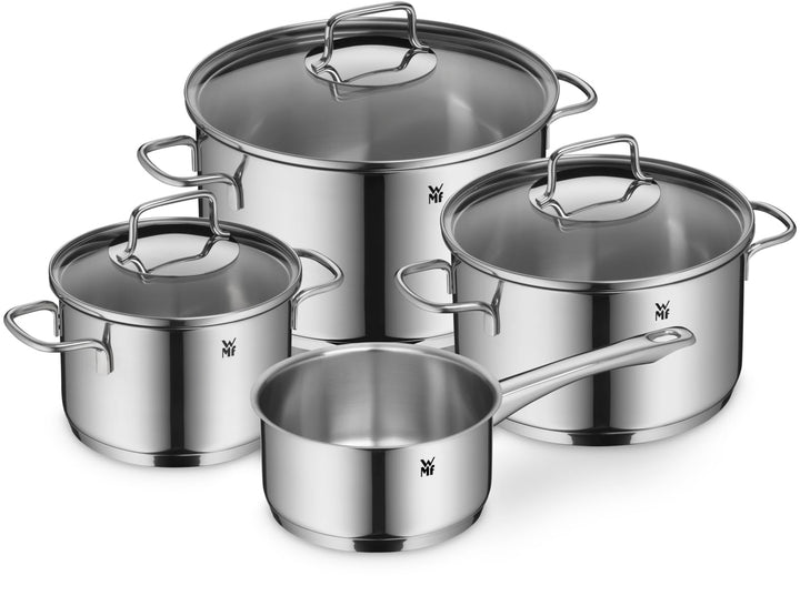WMF Astoria Kochgeschirr-Set, 4-teilig, hohe Kochtöpfe mit Deckel (16/24 cm), niedriger Kochtopf mit