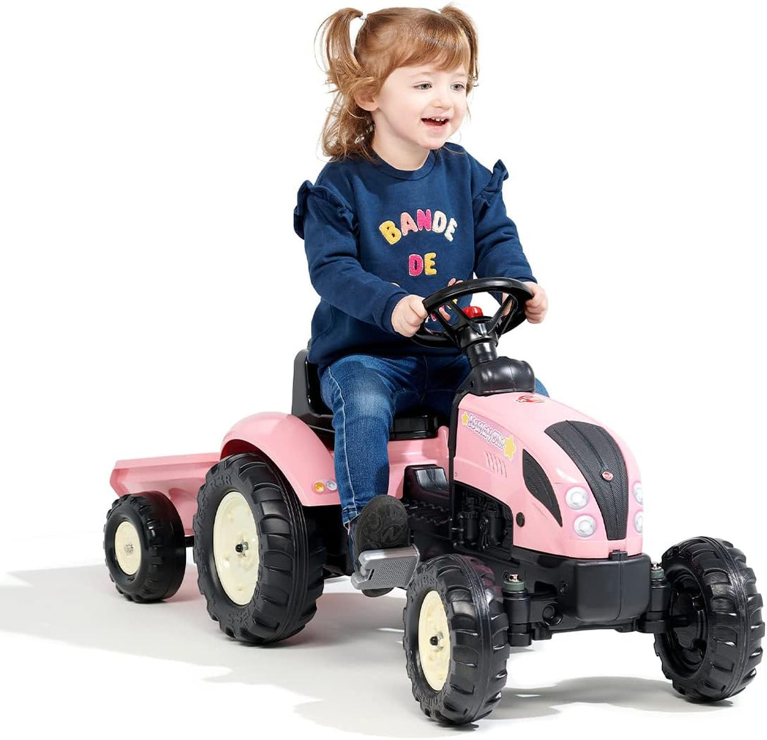 Falk - Traktor mit Pedalen Rainbow Star mit Anhänger – enthält 40% recyceltes Kunststoff 2056L – Ros