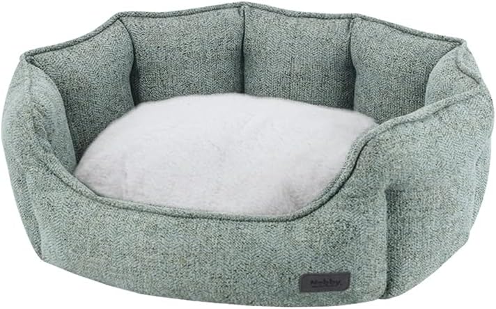 Nobby Komfort Bett oval Nevis grün 65 x 57 x 22 cm Grün,Grün-grauer L 65 x B 57 x H 22 cm, Grün,Grün