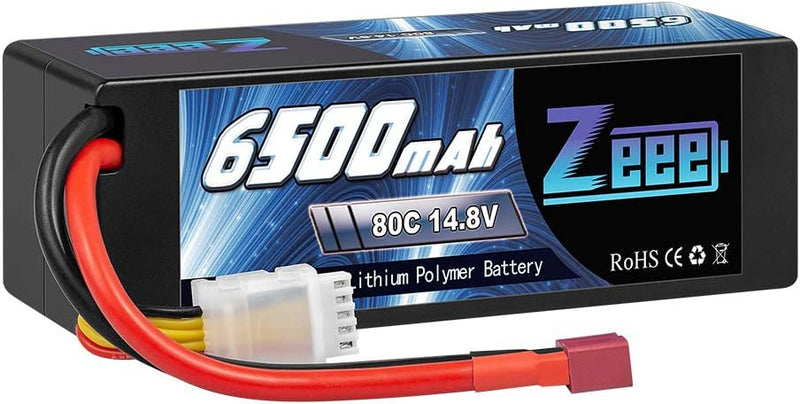 Zeee 4S Lipo Akku 14,8V 80C 6500mAh Hardcase Batterie mit Deans T Stecker für RC Hobby RC Auto RC He