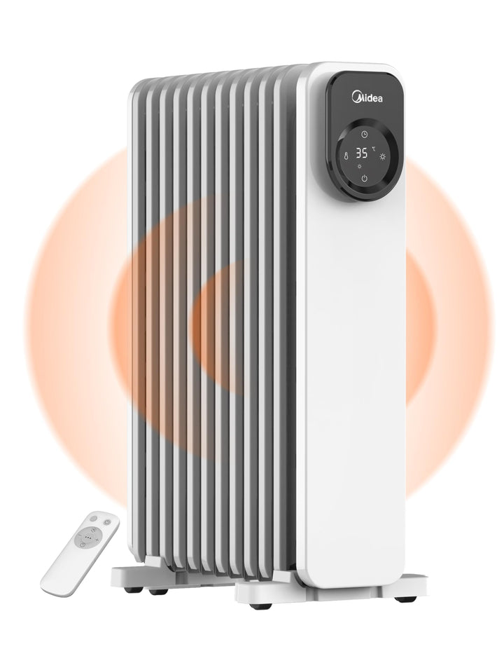 Midea NY2311-24UR Ölradiator, Mobile Elektroheizung 11 Rippenmit Fernbedienung und LED Touchscreen，R