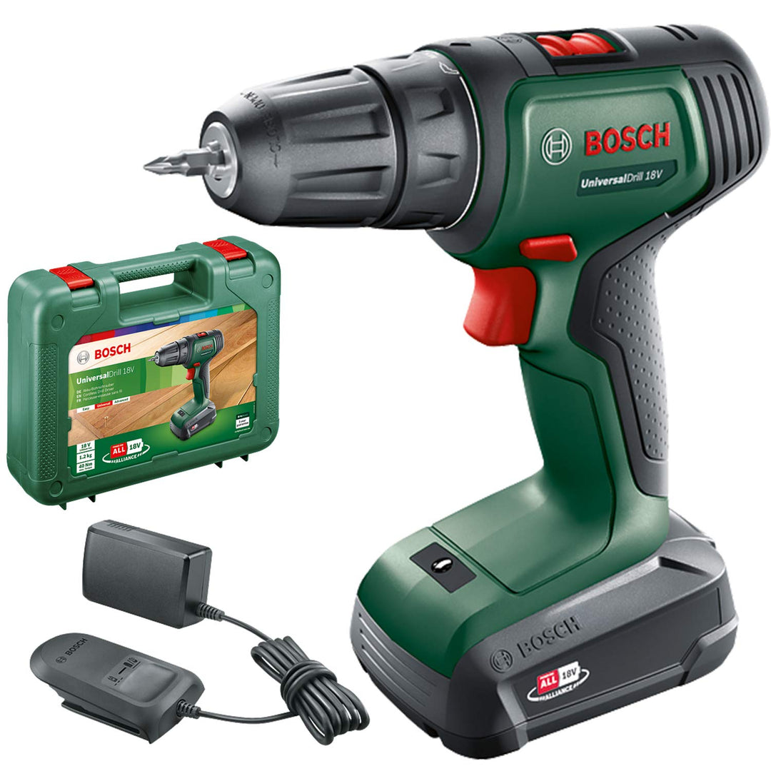 Bosch Home and Garden Bosch Akkuschrauber UniversalDrill 18V (1 Akku, 18 Volt System, im Koffer) Set