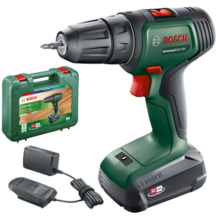 Bosch Home and Garden Bosch Akkuschrauber UniversalDrill 18V (1 Akku, 18 Volt System, im Koffer) Set