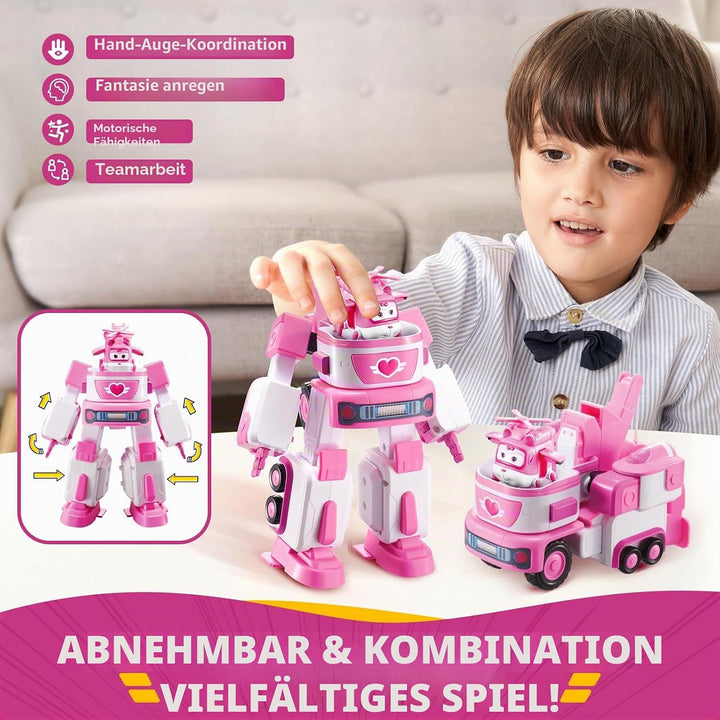 Super Wings EU720314 - Transformations-Fahrzeug Dizzy Rescue Tow, ca. 14,5 cm grosse Spiel-Figur für
