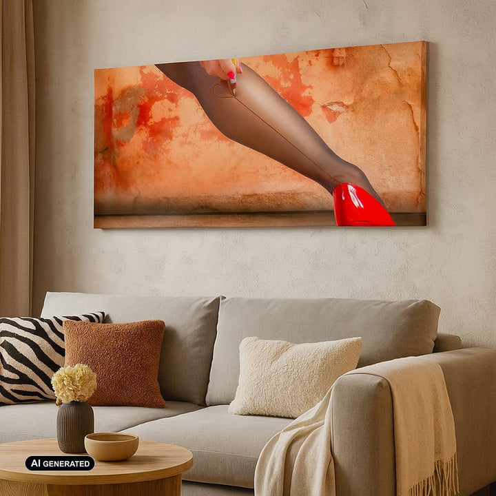Panorama Bilder auf Leinwand 100x40cm Leinwandbild Bein Strumpf Mode Ferse Gross Wanddeko Bild Schla
