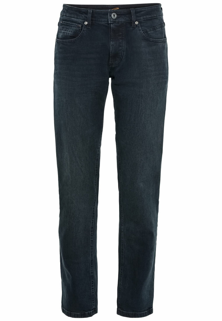 camel active Herren Relaxed Fit 5-Pocket Jeans mit leichten Used-Effekten, 32W / 30L Dunkelblau