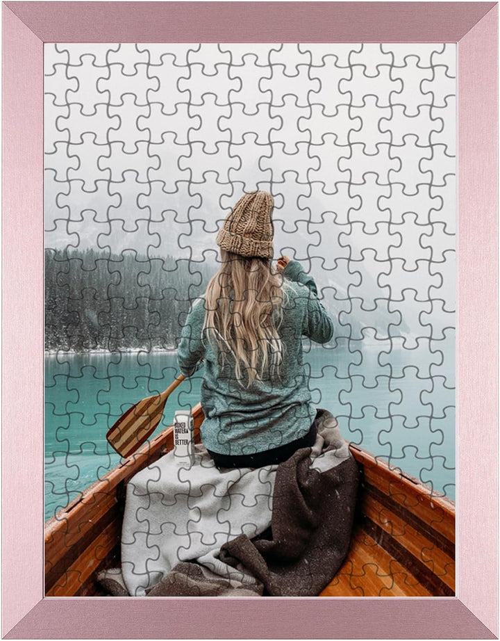 Rahmendesign24 Puzzlerahmen Milano für Puzzle ca. 500-1000 Teile 40x100cm 100x40cm Roségold mit Acry