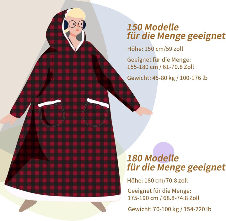 FEELJAM Decke mit Ärmeln und Kapuze, Hoodie Decke Erwachsenen-Ärmeldecke, Weich Warm Kuscheldecke mi