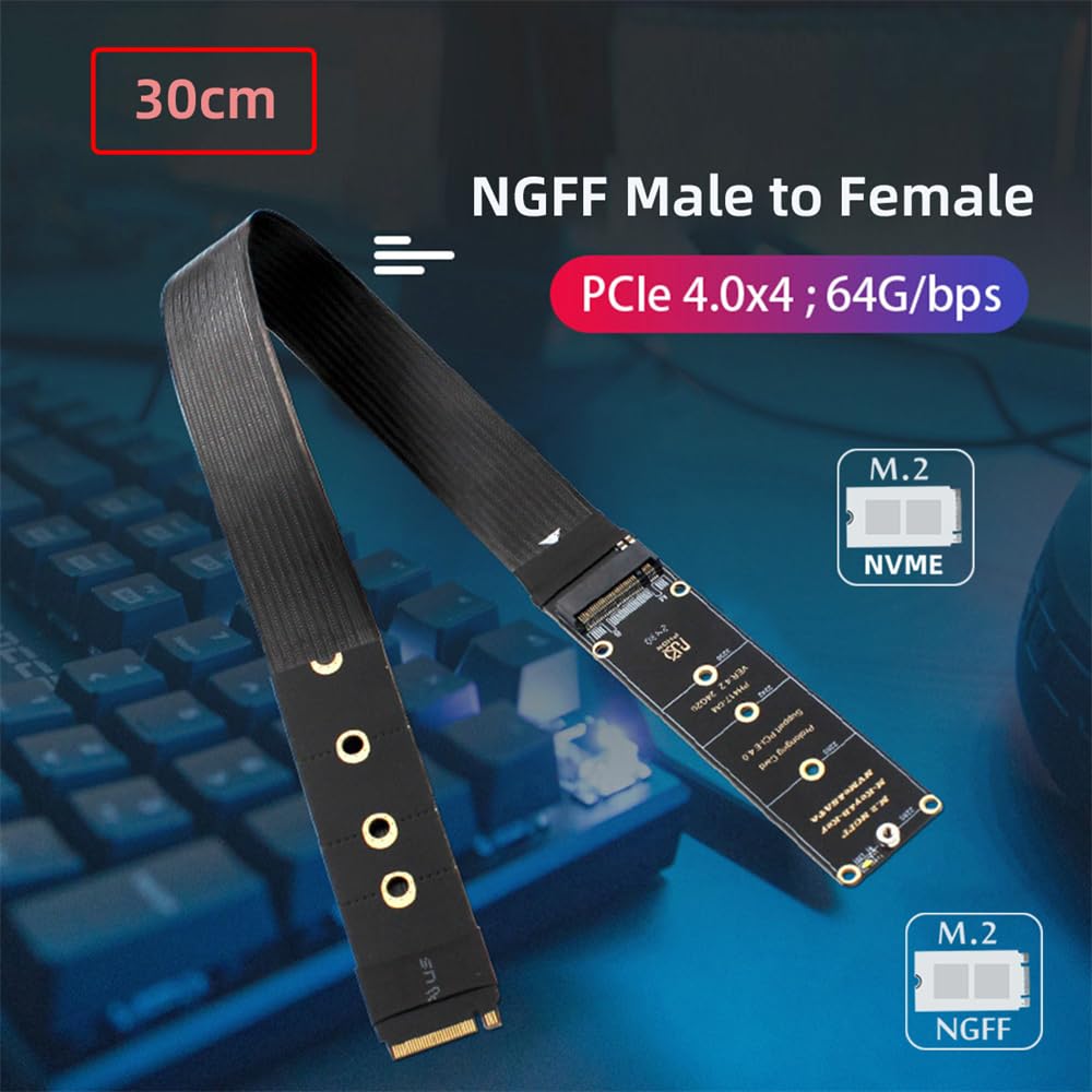 NFHK NGFF M-Key NVME Stecker auf Buchse Verlängerung PCI Express Kabel 30cm PCI-E 4.0 für Mainboard