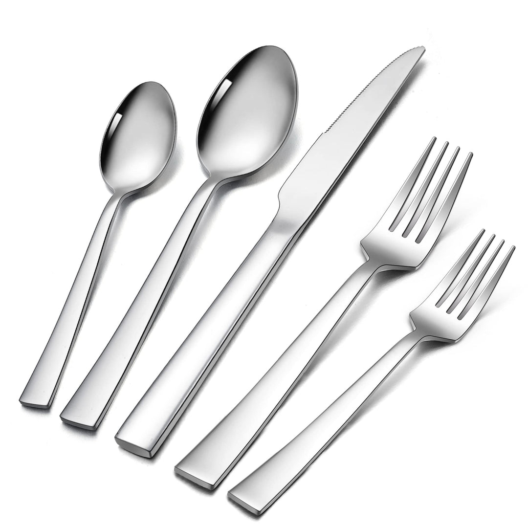 Besteck Set, Herogo 20-teilig Edelstahl Besteckset für 4 Personen, Silber Messer Gabel Löffel Set, P