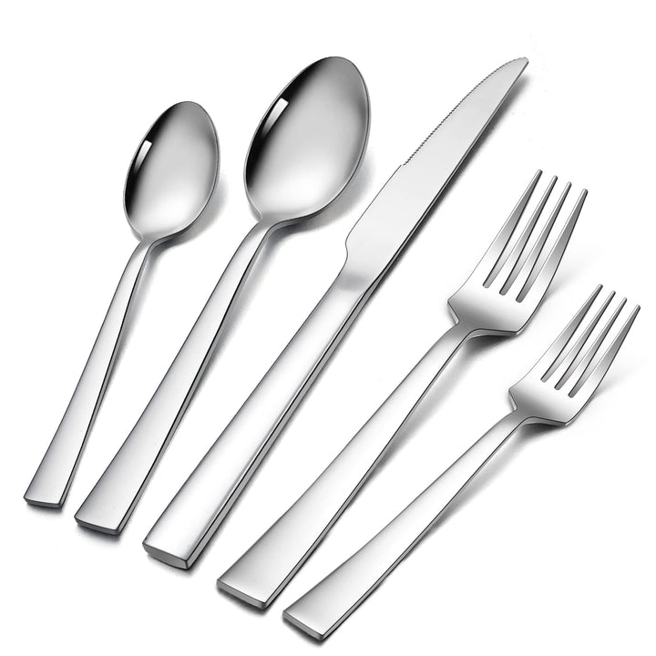 Besteck Set, Herogo 20-teilig Edelstahl Besteckset für 4 Personen, Silber Messer Gabel Löffel Set, P