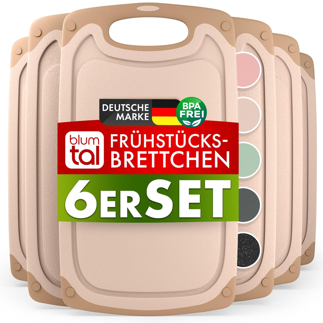Blumtal Frühstücksbrettchen Kunststoff 25x15 cm im 6er Set - Brettchen spülmaschinenfest - Frühstück