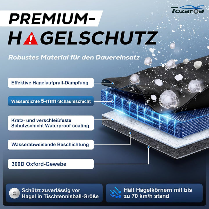 Hagelschutzplane Auto mit separater Sonnenblende,Schrägheck Wasserdicht Auto Autoabdeckung, Abdeckpl