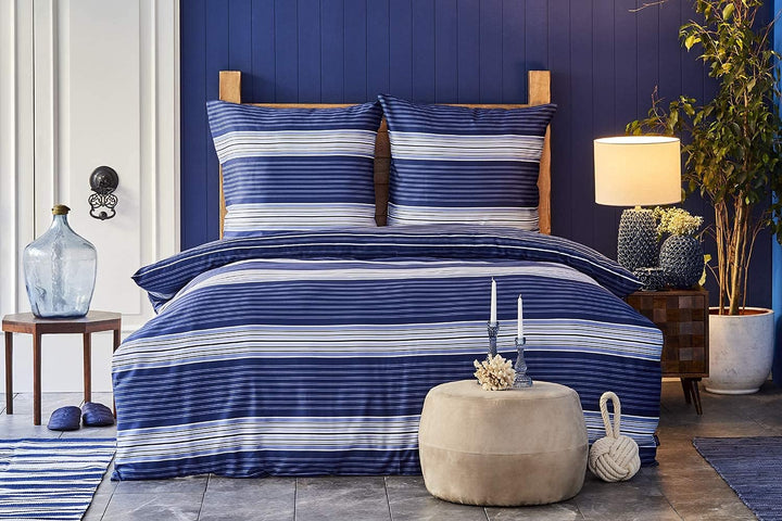 Nautica Home MOBY BETTWÄSCHE Set Satin 155X220 + 80X80 Kissenbezug, 155x220