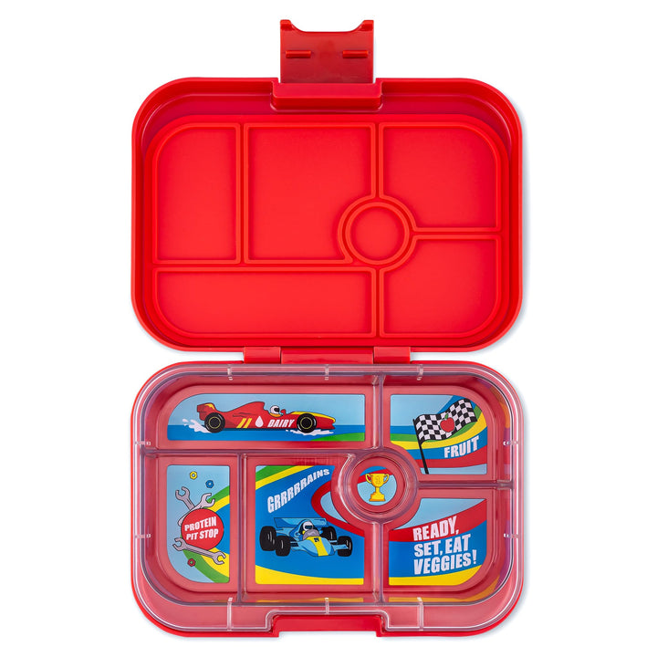 yumbox Original auslaufsichere Bento-Lunchbox für Kinder (Roar Red (Race Cars Tablett)) Rot, Rot