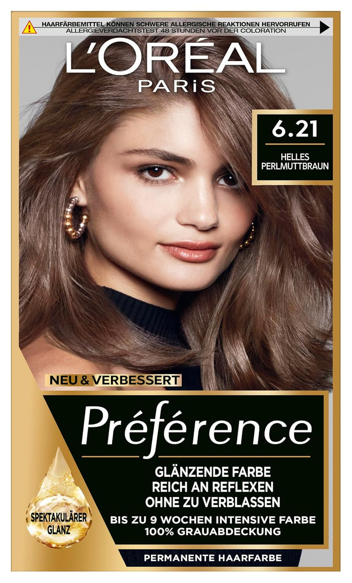 L'Oréal Paris Permanente Haarfarbe, Haarfärbeset mit Coloration und Farbglanz-Pflegebalsam, Préféren